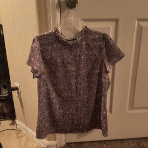 Allegra K Lavender Polka Dot Blose